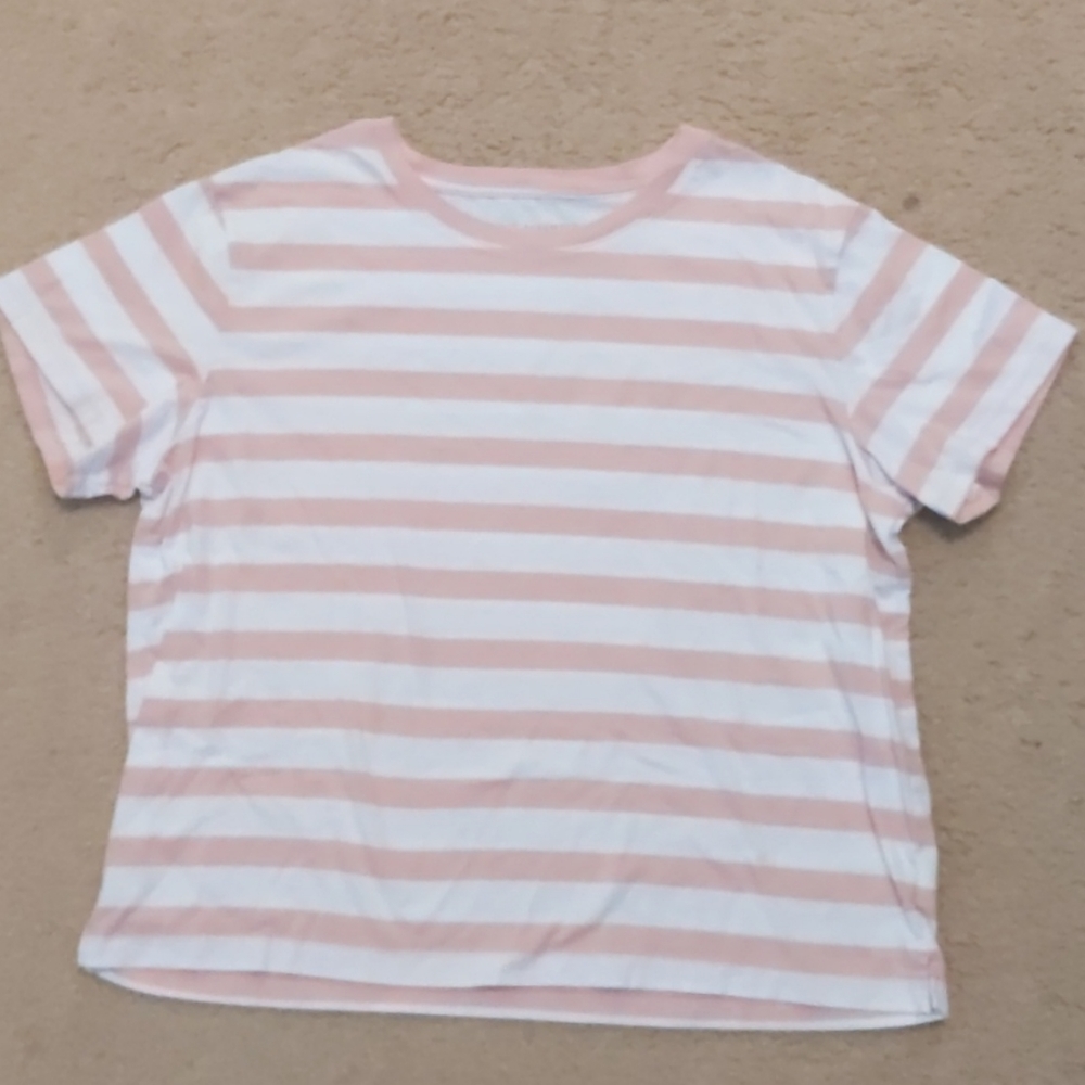 Pink and white striped tee